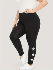 Star Print High Rise Skinny Leggings