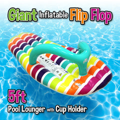 Giant Inflatable Flip Flop Pool Lounger Coloured Stripe Pattern
