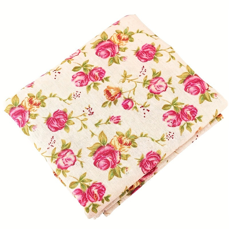 Red Flower Cotton Linen Fabric Sewing Patchwork Cloth Dress Sofa