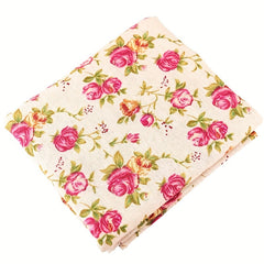 Red Flower Cotton Linen Fabric Sewing Patchwork Cloth Dress Sofa