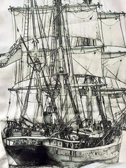 Sailboat 3D Pattern Print Men's Casual Long Sleeve Shirt