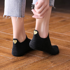 Heart Embroidered Casual Ankle Socks Women's Stocking