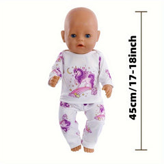 Purple Unicorn Pattern Doll Clothes for 17-18 Inch Dolls