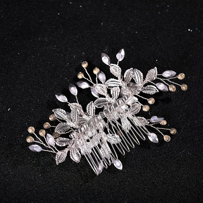 Leaf Rhinestone Hair Comb Hairpin for Party Favor Decorations