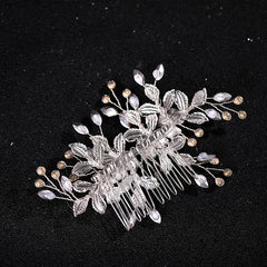 Leaf Rhinestone Hair Comb Hairpin for Party Favor Decorations