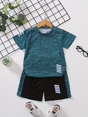 Boys Sports Outfit Set Quick drying T shirt & Shorts Kids Summer Clothes