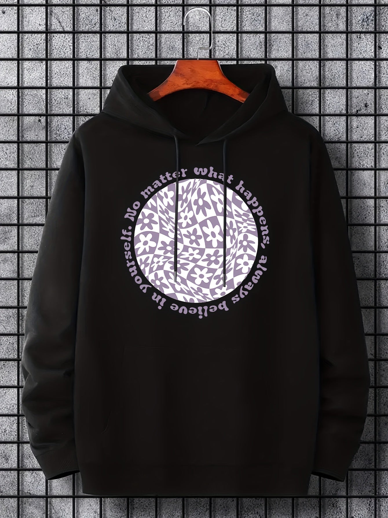 Men's Floral Graphic Hoodie Casual Stretch Hooded Sweatshirt