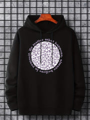 Men's Floral Graphic Hoodie Casual Stretch Hooded Sweatshirt