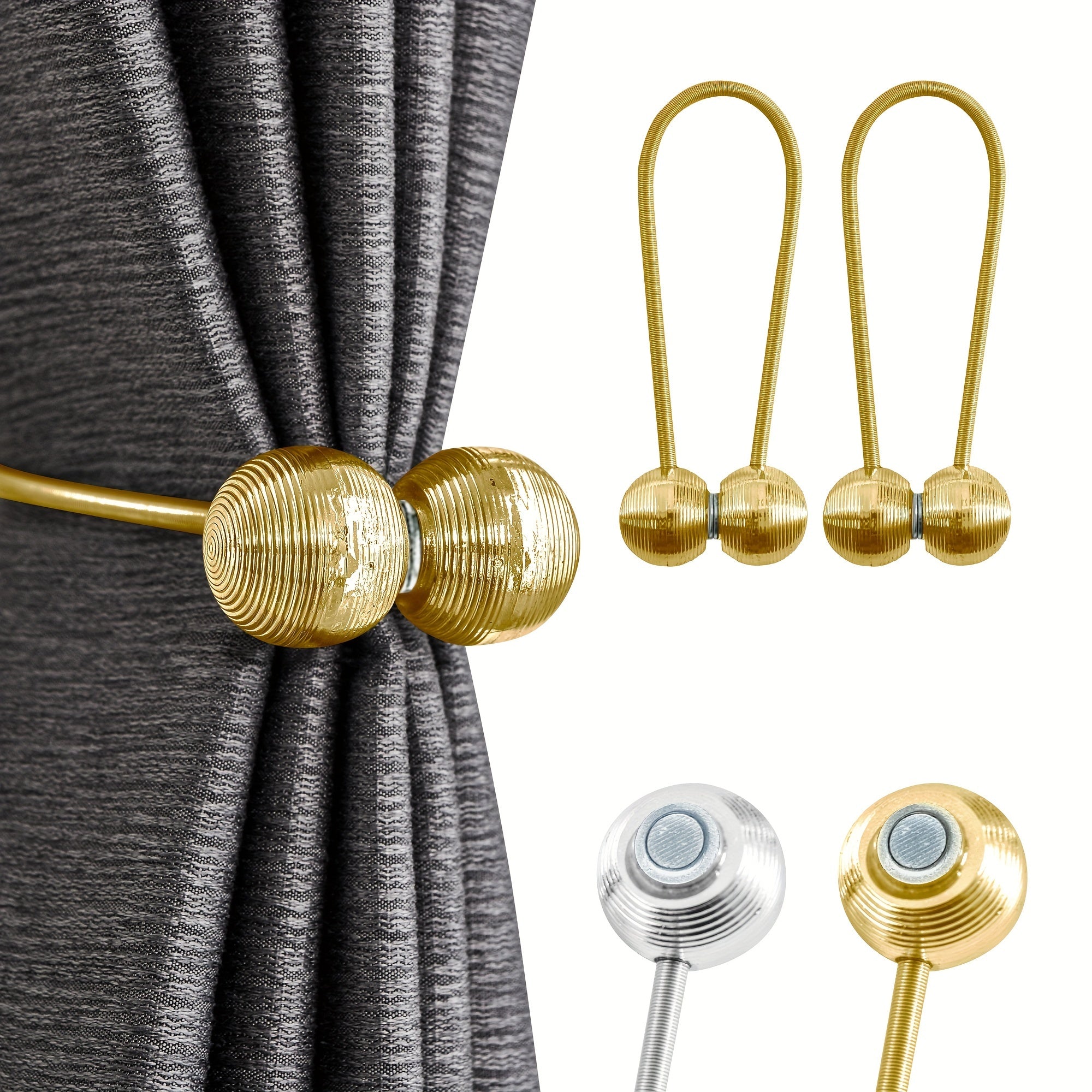 2pcs Magnetic Curtain Tiebacks Metal Ball Shape Holdbacks