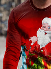 Christmas Santa Claus Print Men's Long Sleeve Novelty T shirt
