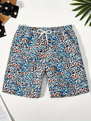 Boys Hawaii Tropical Leaf Beach Shorts Quick Dry Sports Seaside Shorts
