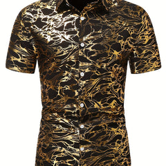 Bronzing Print Men s Casual Short Sleeve Shirt