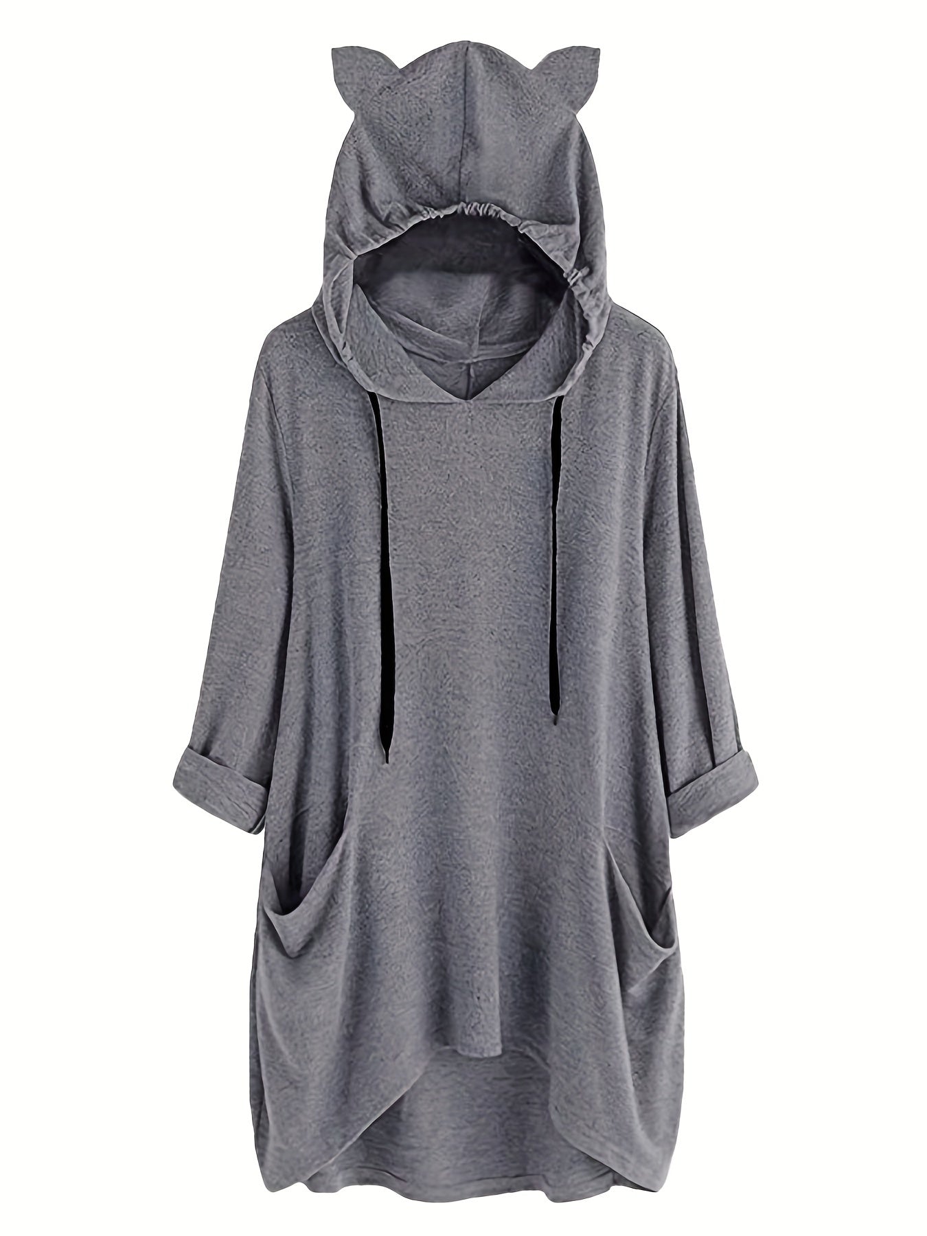Patched Pocket Drawstring Hoodie Long Sleeve Sweatshirt