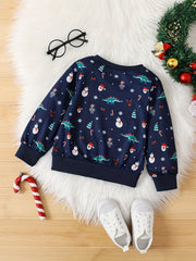 Dinosaur Santa Pattern Kid's Sweatshirt Long Sleeve Top Crew Neck Pullover