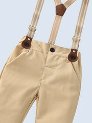 Baby Boys Gentleman Outfit Shirt Bowtie Suspender Pants Clothes