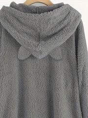 Cat Pattern Print Asymmetrical Loose Hoodies Casual Printed Long Sleeve Hoodies