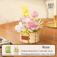 Eternal Flower Building Blocks Succulent & Rose Bouquet Arrangement Home Decor