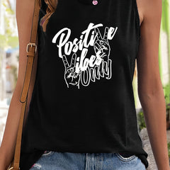Gesture & Letter Stretchy Sports Vest Casual Top