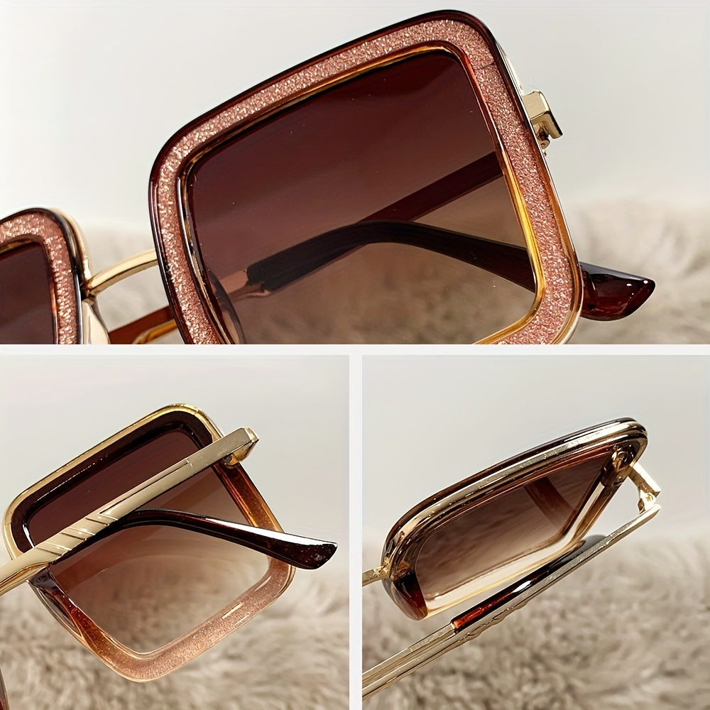 Oversized Square Frame Sunglasses Gradient Lens Wrap Around Eyewear