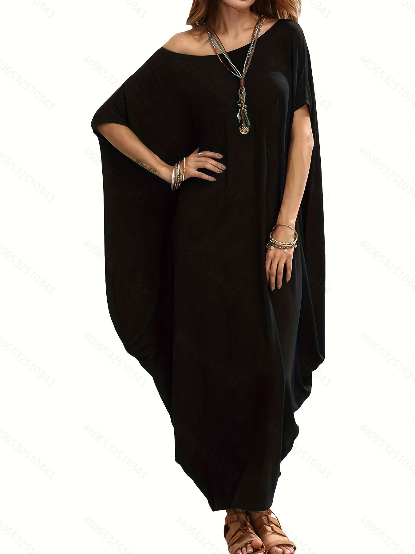Solid Kaftan High Stretch Baggy Loose Beach Cover Up