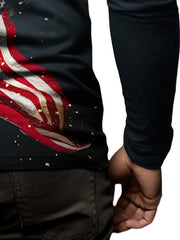Eagle & Flag Print Men's Long Sleeve Tee for Autumn