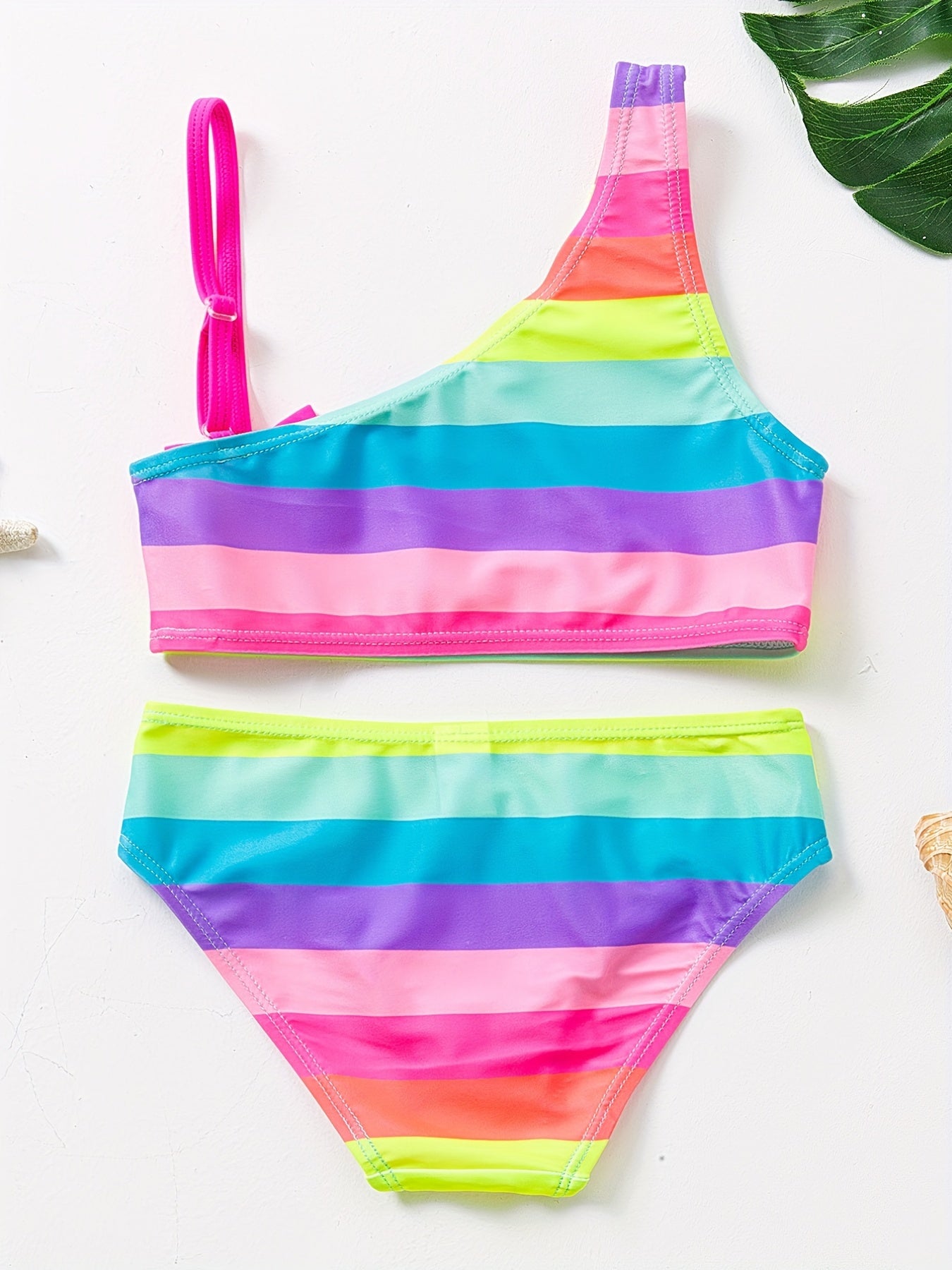 Toddler Girls Colorful Striped Bikini Tankini Swimsuit Set