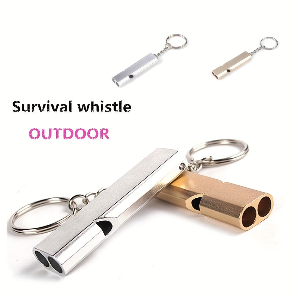 Portable Survival Whistle Double pipe Multifunctional Whistle Keychain
