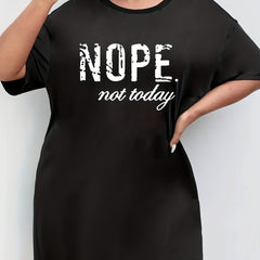Slogan Print Short Sleeve Tee Nightdress