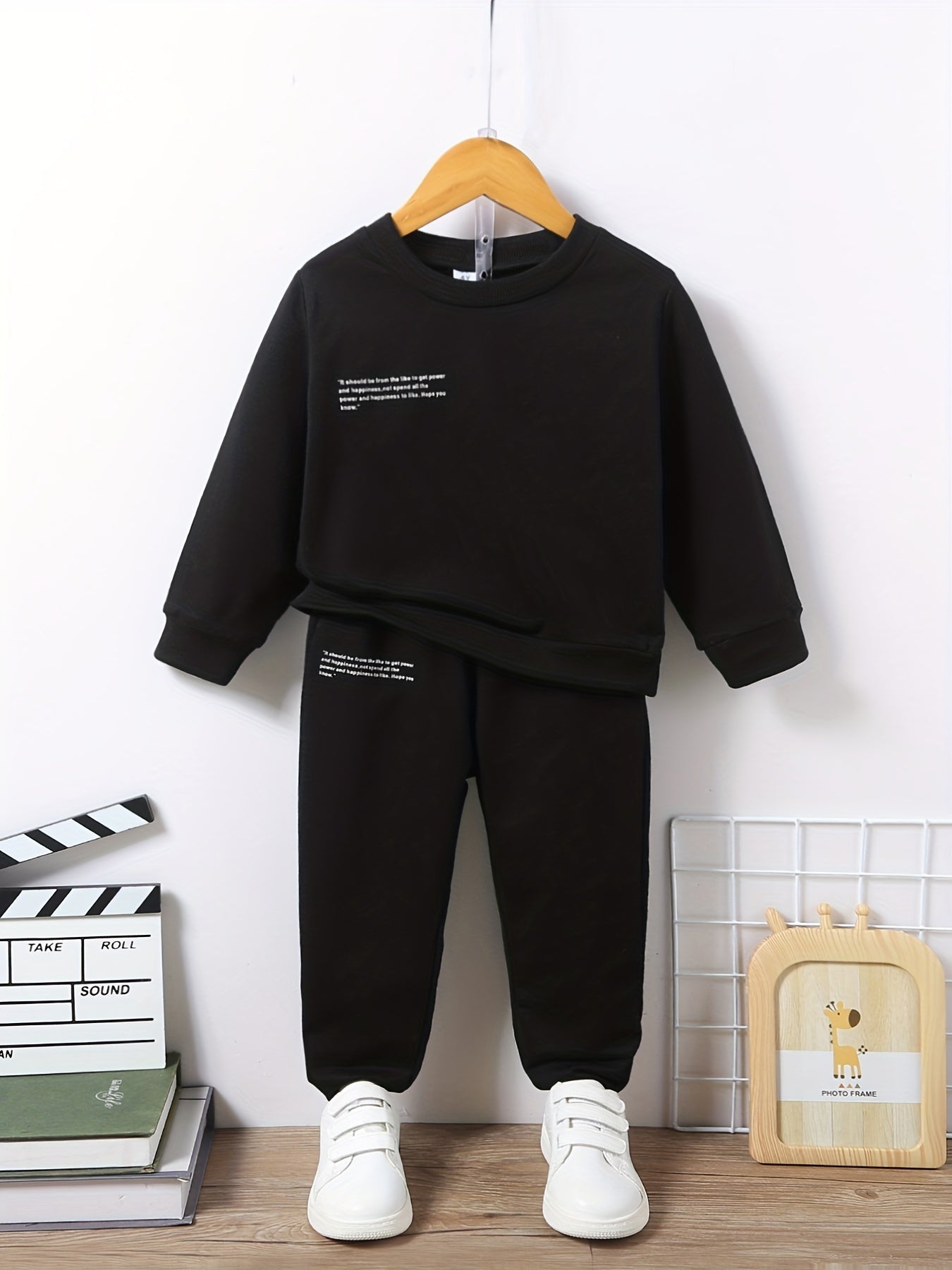 Boy's 2pcs Sweatshirt & Sweatpants Set Letter Print Kid's Clothes