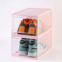 Foldable Stackable Shoe Rack Plastic Container Space Saving Storage Organizer