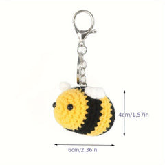 Knitted Bee Keychain Pendant for Car Keys Backpacks Wallets