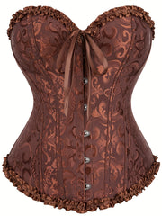Women's Floral Jacquard Lace Up Underbust Corset