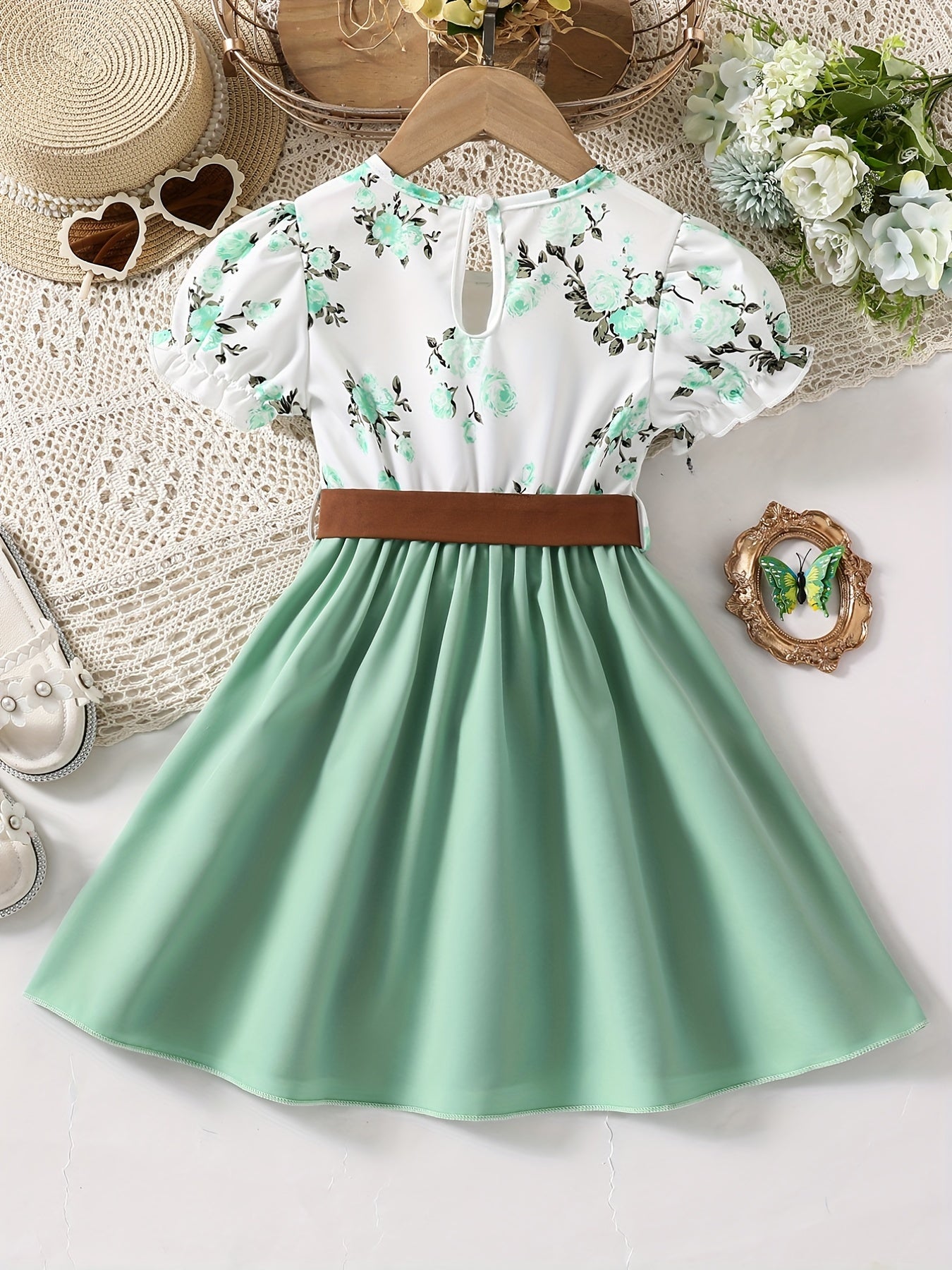Toddler Girls Flowers Graphic Princess Dress for Party Beach Vacation