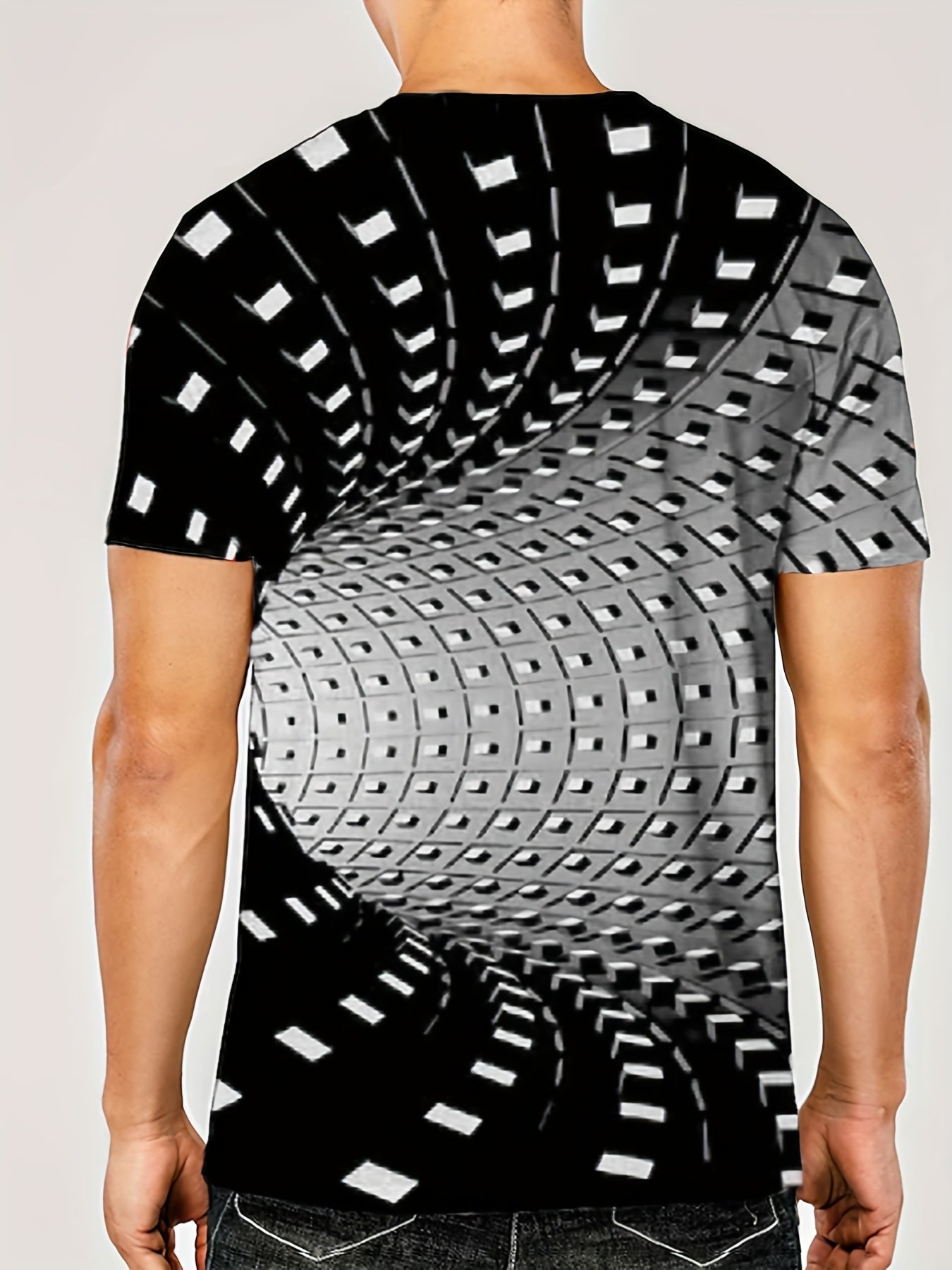 Optical Illusion Men's T-shirt Stretch Tees For Summer