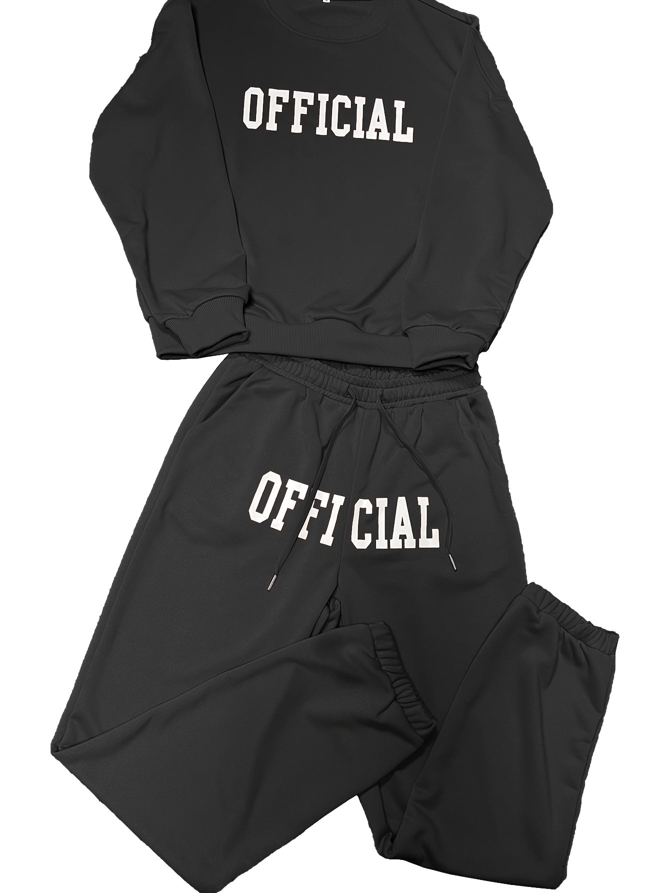 2pcs Letter Graphic Sports Set Round Neck & Sweatpants Suit