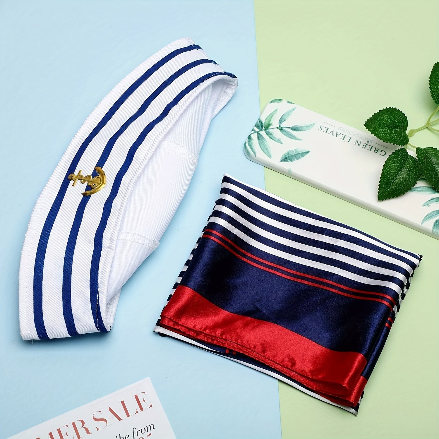 Navy Sailor Hat And Scarf Set For Men Women