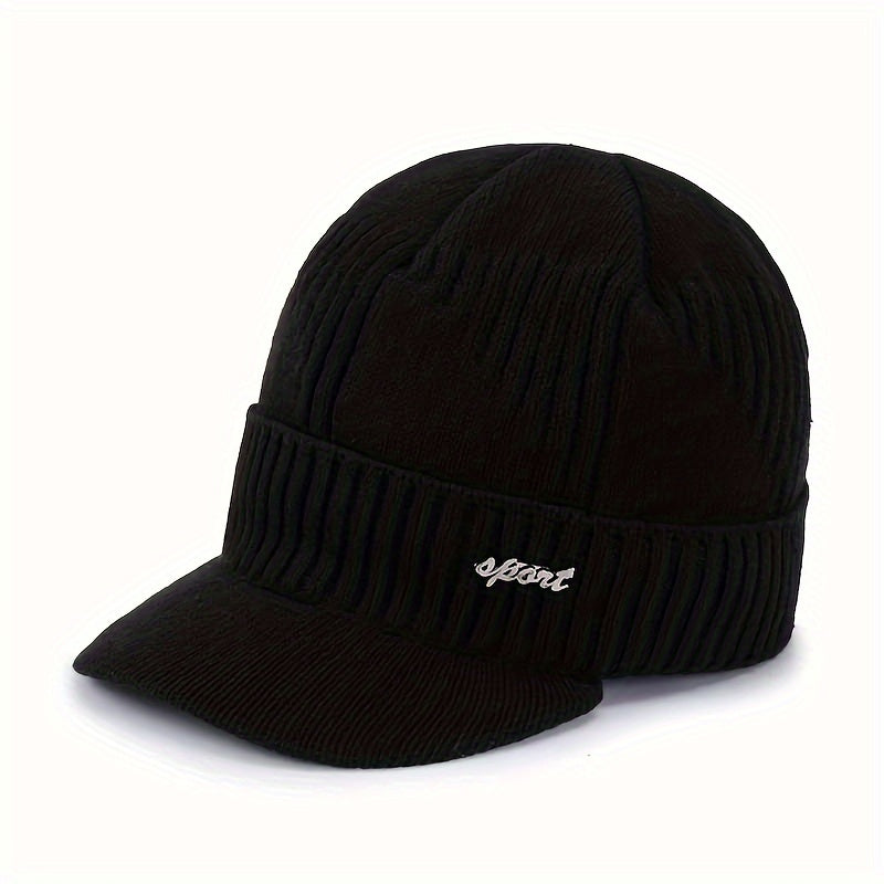 Winter Men's Hat & Neck Scarf Set with Triangle Texture