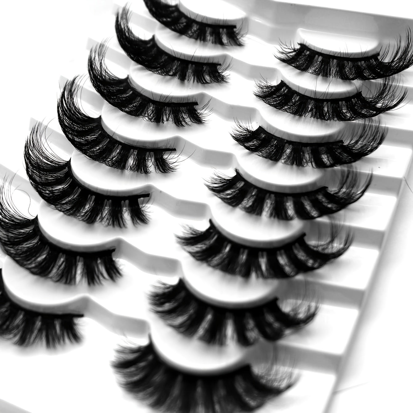 7 Pairs 18mm False Eyelashes Thick Curling - Cat Eye Look
