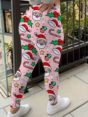 Christmas Leggings Women's Santa & Gift Print High Stretch Leggings