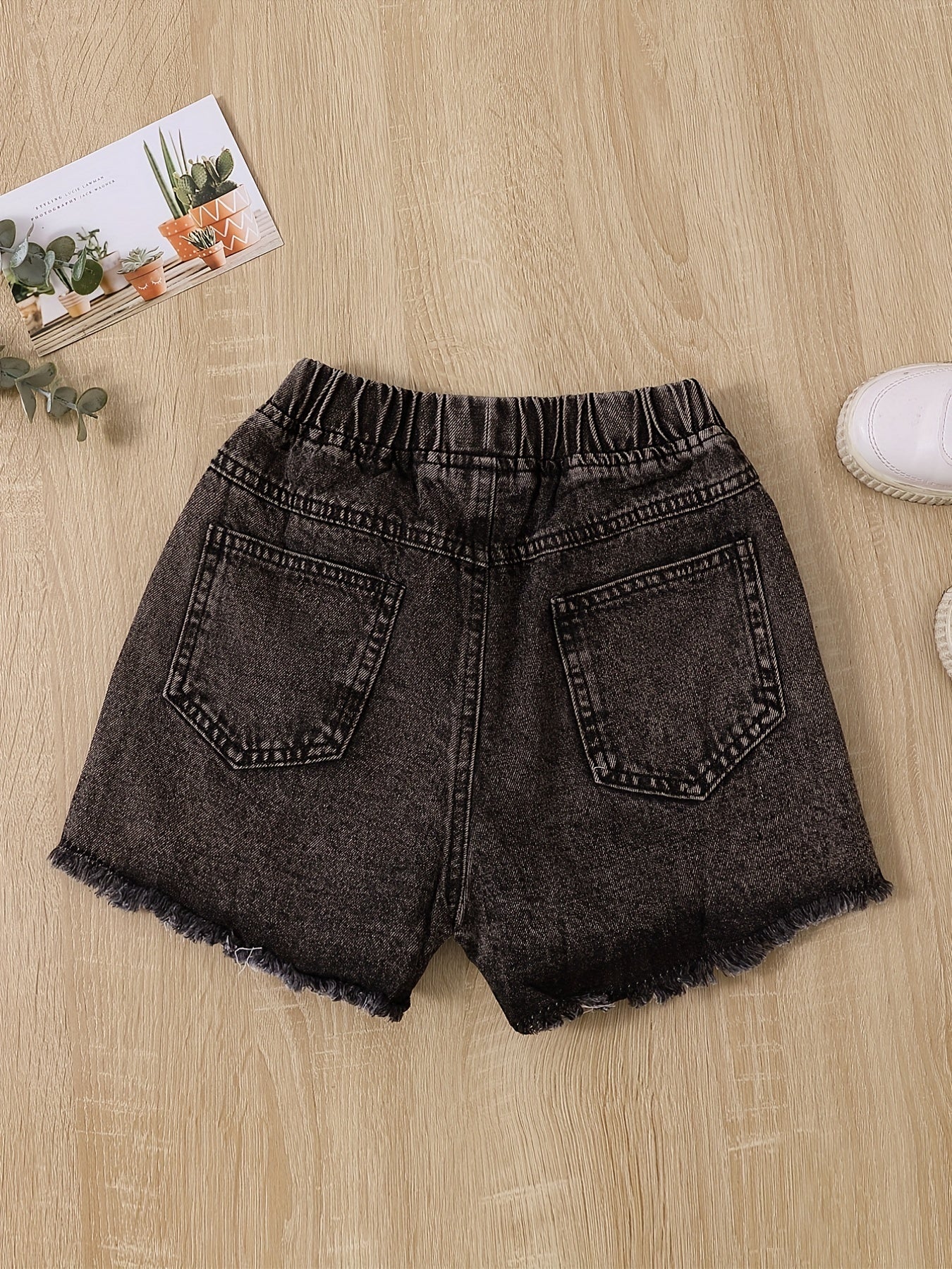 Girls Casual Washed Denim Shorts Breathable Comfortable Pants For Kids