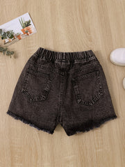 Girls Casual Washed Denim Shorts Breathable Comfortable Pants For Kids