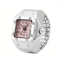 Alloy Finger Watch Square Men And Women Couple Ring Watch