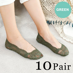 10 Pairs Lace Solid Non Slip Ankle Socks Women's Stockings