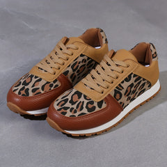 Leopard Print Lace-up Hiking Sneakers Women's Shoes