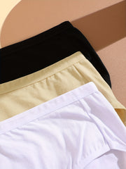 3 Pack Plus Size Basic Panties Set Women's Plus Breathable Solid Comfort Briefs