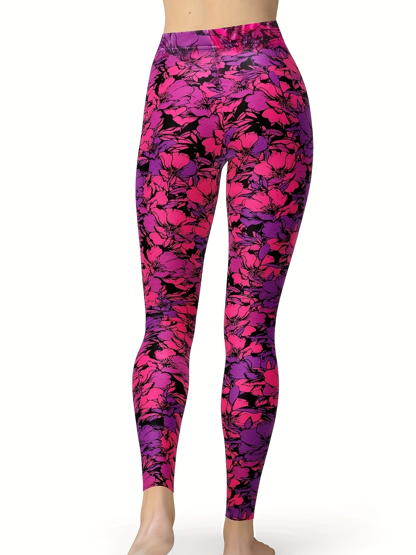 Floral Print Lifting Leggings Casual Sporty Skinny Leggings Women's Clothing