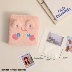 Plush Cartoon Puppy & Kitty Square Photo Album