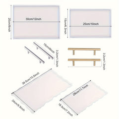 Rectangle Silicone Tray Molds for Resin Casting Golden Handle