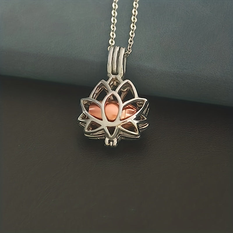 Lotus Flower Cremation Necklace with Keepsake Urn