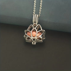 Lotus Flower Cremation Necklace with Keepsake Urn